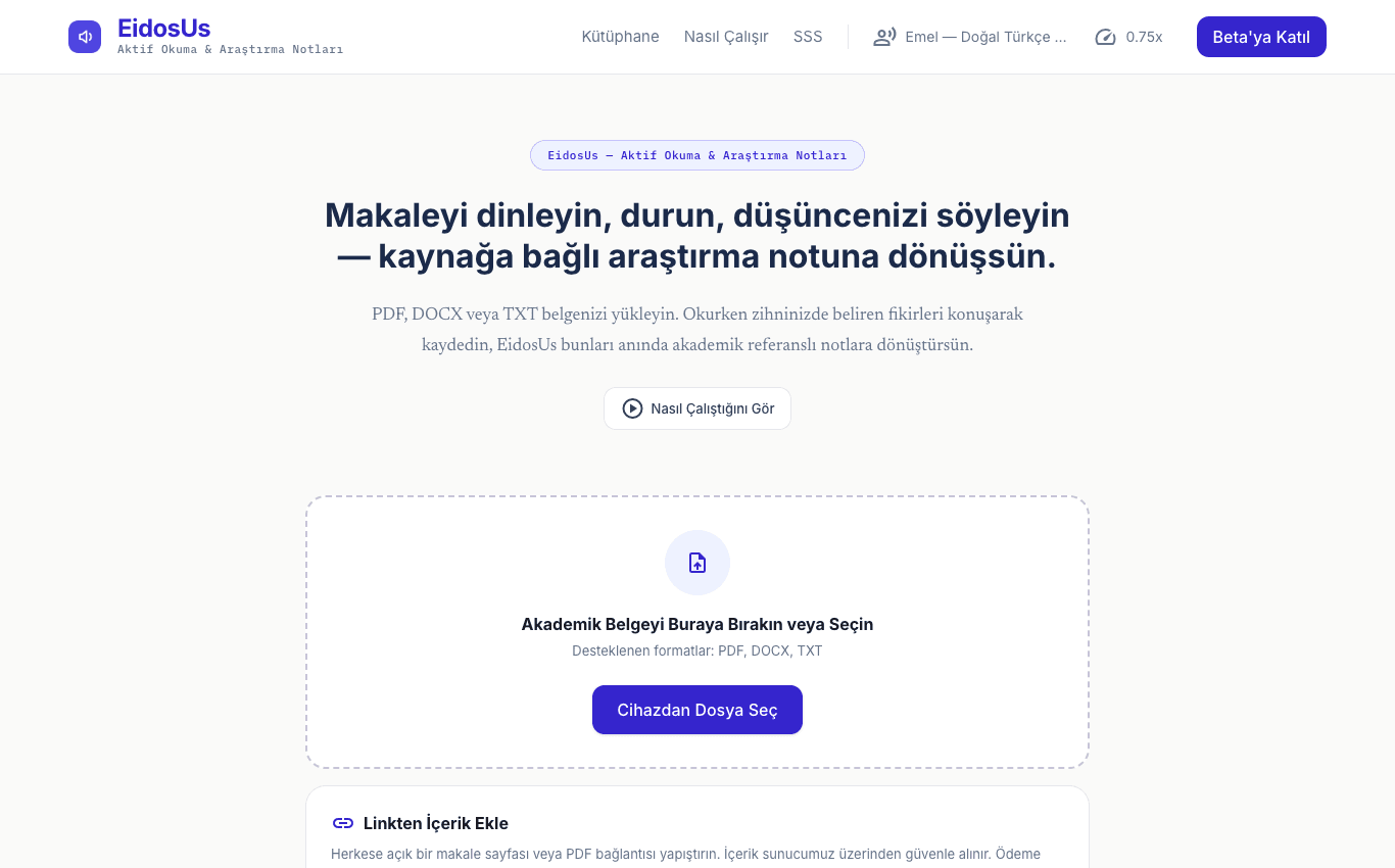 EidosUs - KI-Assistent für akademisches Lesen