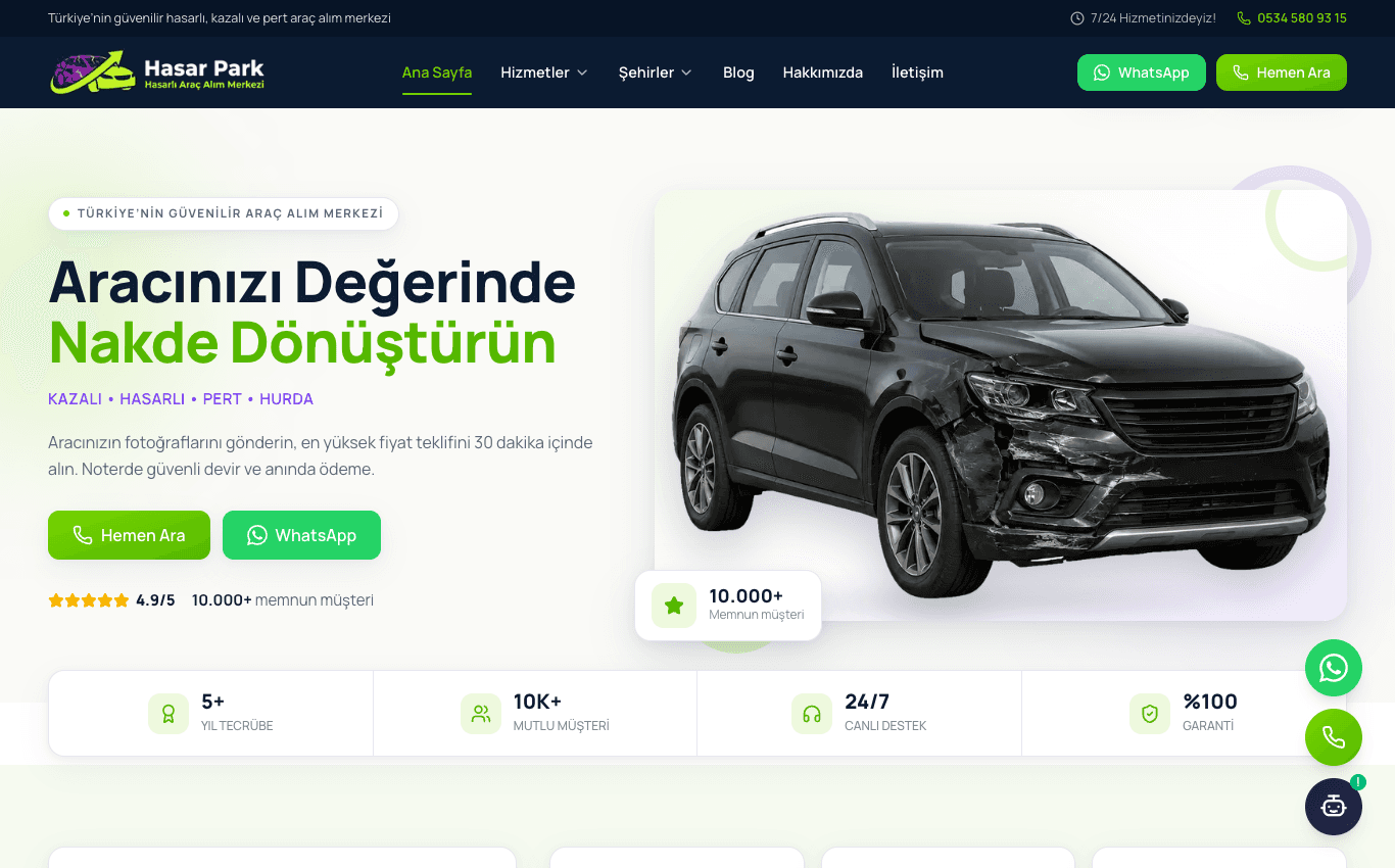 Hasar Park - Marken-Website für den Ankauf von Unfallfahrzeugen