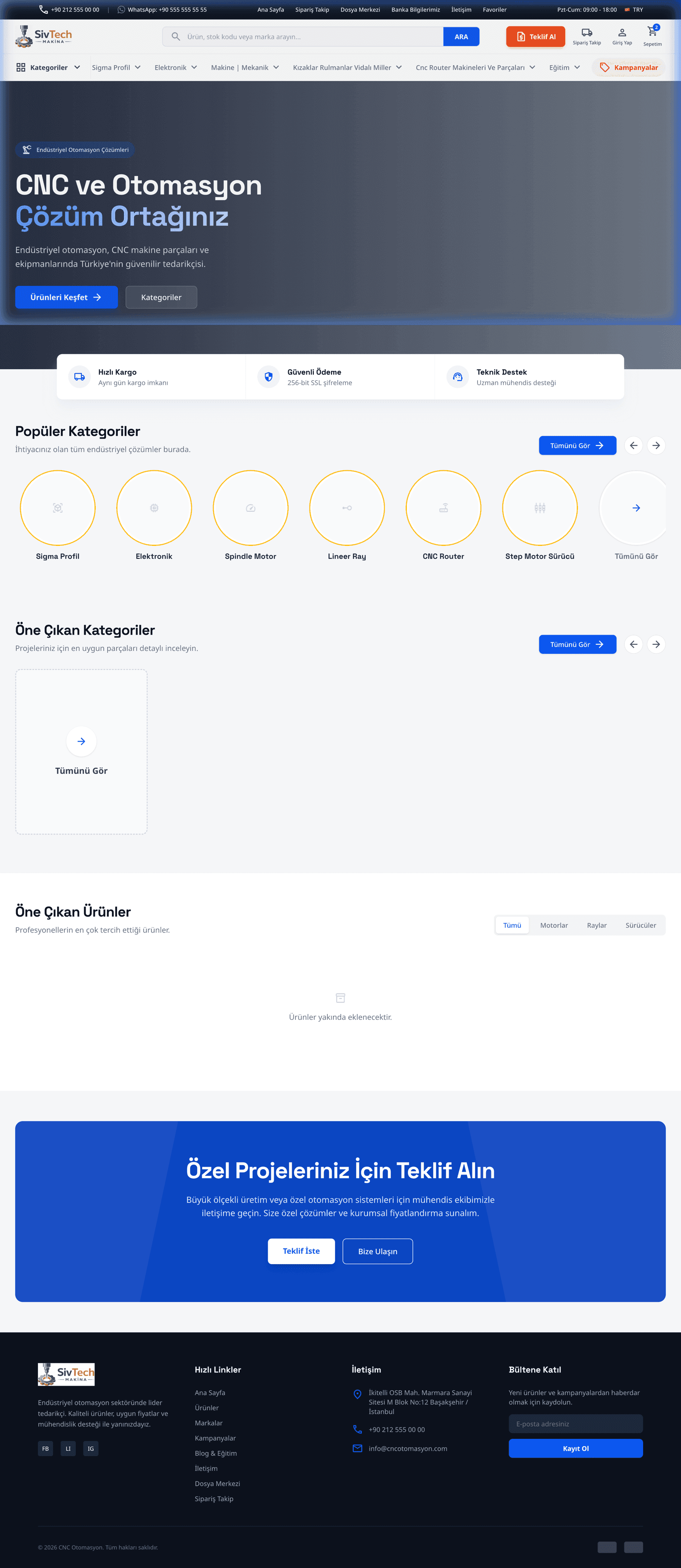 Sivtech Makina - Industrial Machinery E-commerce Platform