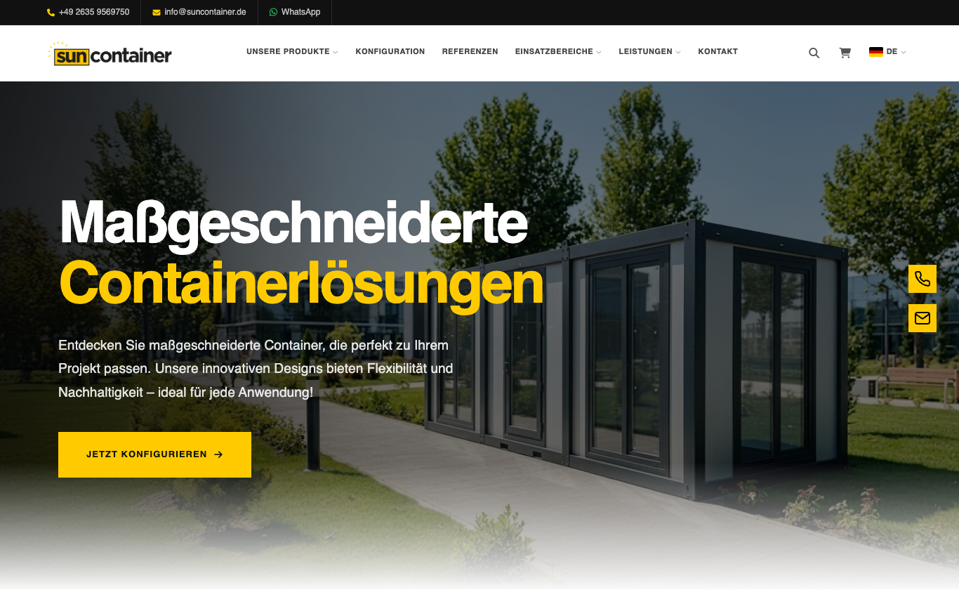 Sun Container - Website für modulare Container (Deutschland) screenshot 1