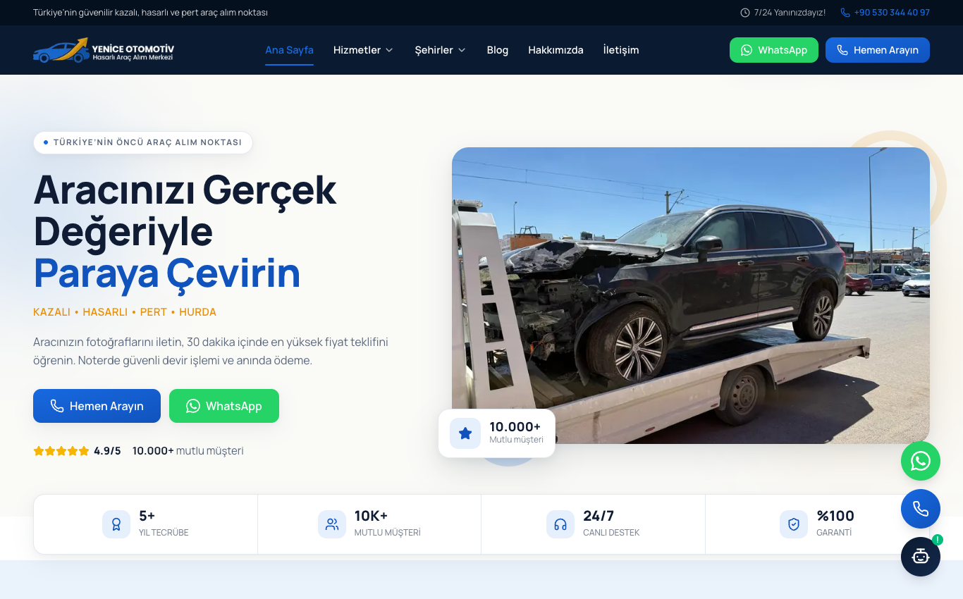 Yenice Oto - Ankauf-Website für Unfallfahrzeuge screenshot 1
